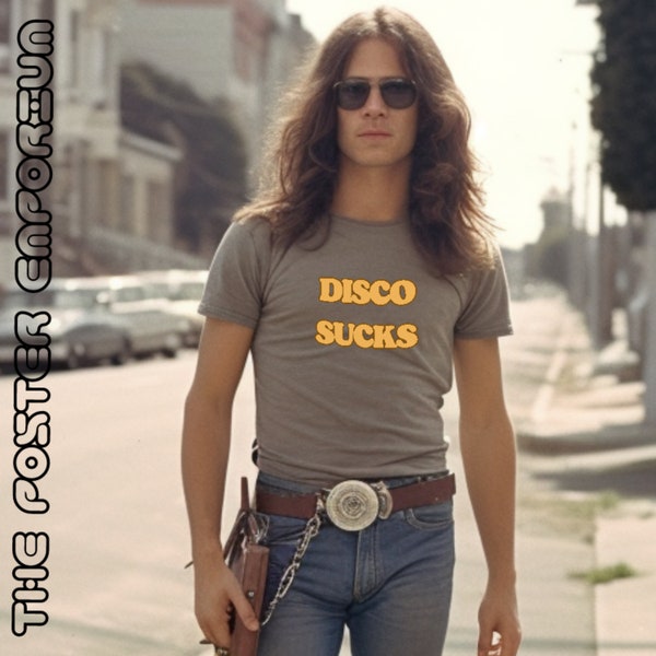 Retro Classic Pop Culture Sayings T-shirt. "Disco Sucks"