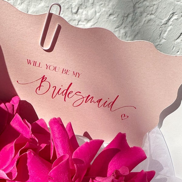 Custom Bridesmaid Proposal Cards - Will you be my bridesmaid? -  Wavy Border - Wedding Stationary - Proposal Box - Bridal Party - Envelope
