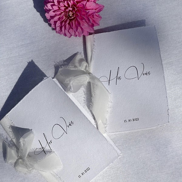 Set of 2 Wedding Vow Book - Personalised Vow Book - His and Her Vows Book - Wedding Card - Engagement - Our Vows - Handmade Paper Book
