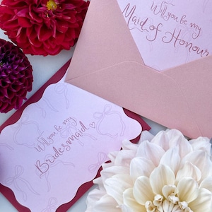 Brautjungfer Vorschlag Karten - Willst du meine Brautjungfer sein? - Gewellte Borte - Hochzeit Briefpapier - Vorschlag Box - Brautparty - Umschlag