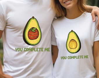 Avocado couple shirts, couples matching t-shirt, couple gifts, honeymoon graphic Tees, you complete me t-shirt, valentines gift