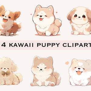 Kawaii lindo cachorro perro clipart / adorable cachorro PNG clipart / uso comercial / arte imprimible / gráficos de perro lindo / descarga instantánea / perrito