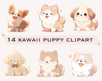 Kawaii Cute Puppy Dog Clipart | Adorable Puppy PNG Clipart | Commercial Use | Printable Art | Cute Dog Graphics | Instant Download | Doggy