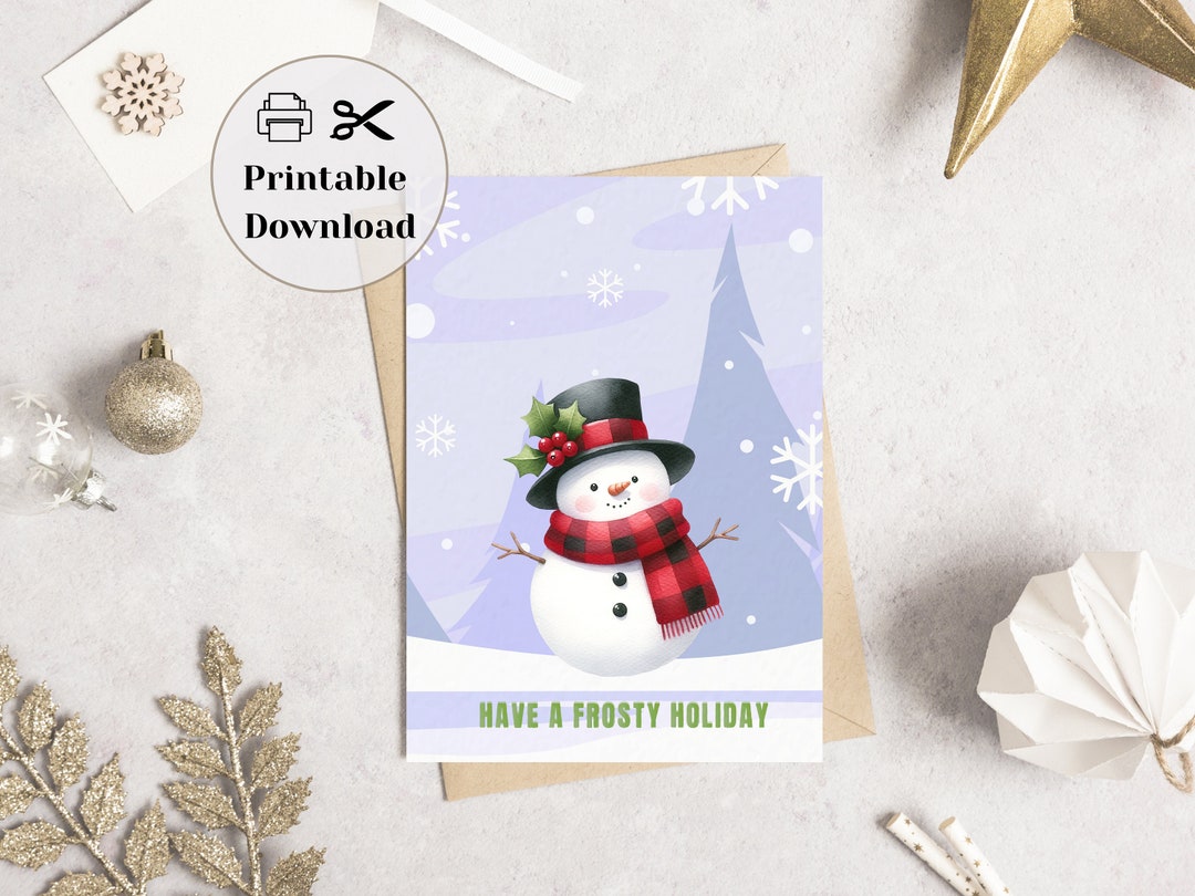Cute Snowman Christmas Card Printable Digital Download Winter Snow 5x7 cute-snowman-christmas-card-printable-digital-download-winter-snow-5x7