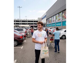 T-shirt minimalista con grafica a onde, estetica pastello, unisex, in morbido cotone. Maglietta retrò con grafica a onde oceaniche, perfetta per l'estate e la spiaggia.