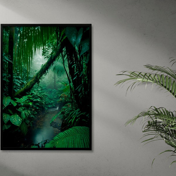 Forest Print, Rain Forest Print, Rain Forest, Digital Art, Wilderness Print, Forest Wall Art, Landscape Wall Art, Jungle Art Print, Forest