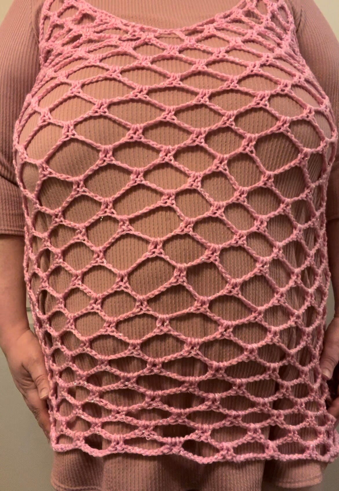 Contrast Diamond Crochet Mini Dress main image 0