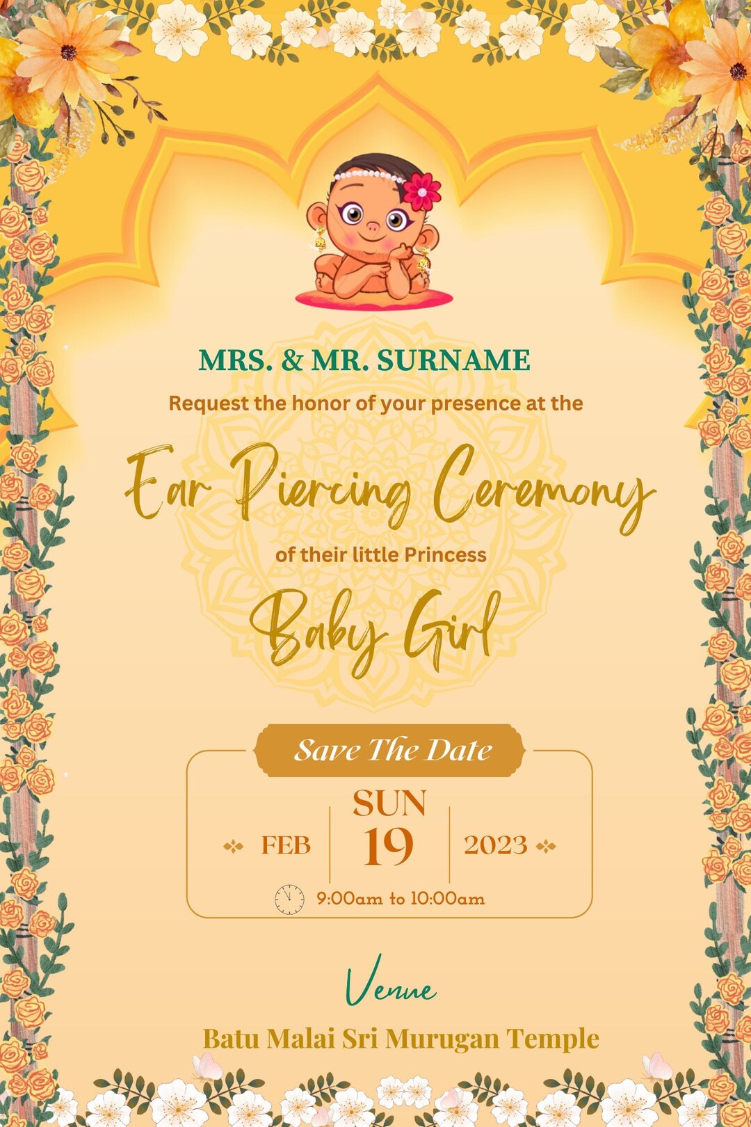 Ear Piercing Ceremony Invitation Etsy