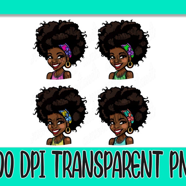 Black women with afro hairstyle PNG BUNDLE, Peekaboo Princess, Little Afro Queen, Black Princess, Melanin, Popping natural hairdo