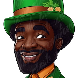 Black Leprechaun 300 dpi Transparent PNG FILE , St Patricks day, Melanin, dtf/dtg, sublimation, PNG, print, shamrock, african, shirt art