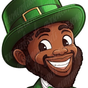 Black Leprechaun 300 dpi Transparent PNG FILE , St Patricks day, Melanin, dtf/dtg, sublimation, PNG, print, shamrock, african, shirt art