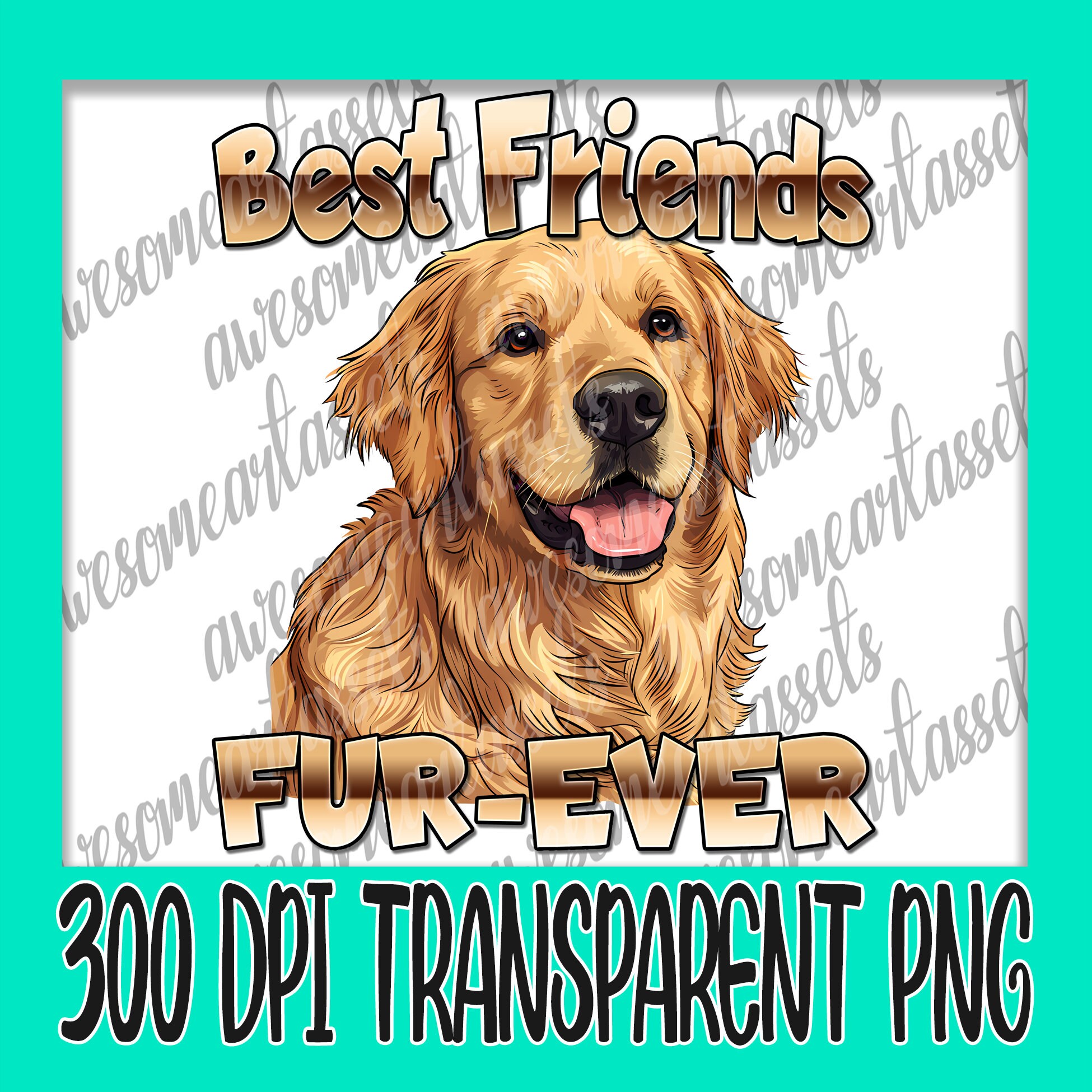 Best Friends Furever Golden Retriever 300 DPI Transparent PNG Goldie