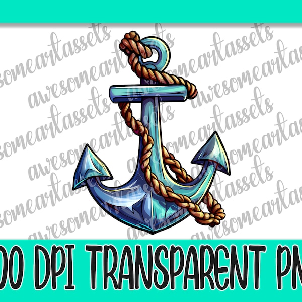 Ship Anchor 300 DPI PNG Digital Download - Nautical Clip Art - Cruise Vacation Graphic - Printable Boat Marine Ocean Beach Navy Coast Guard