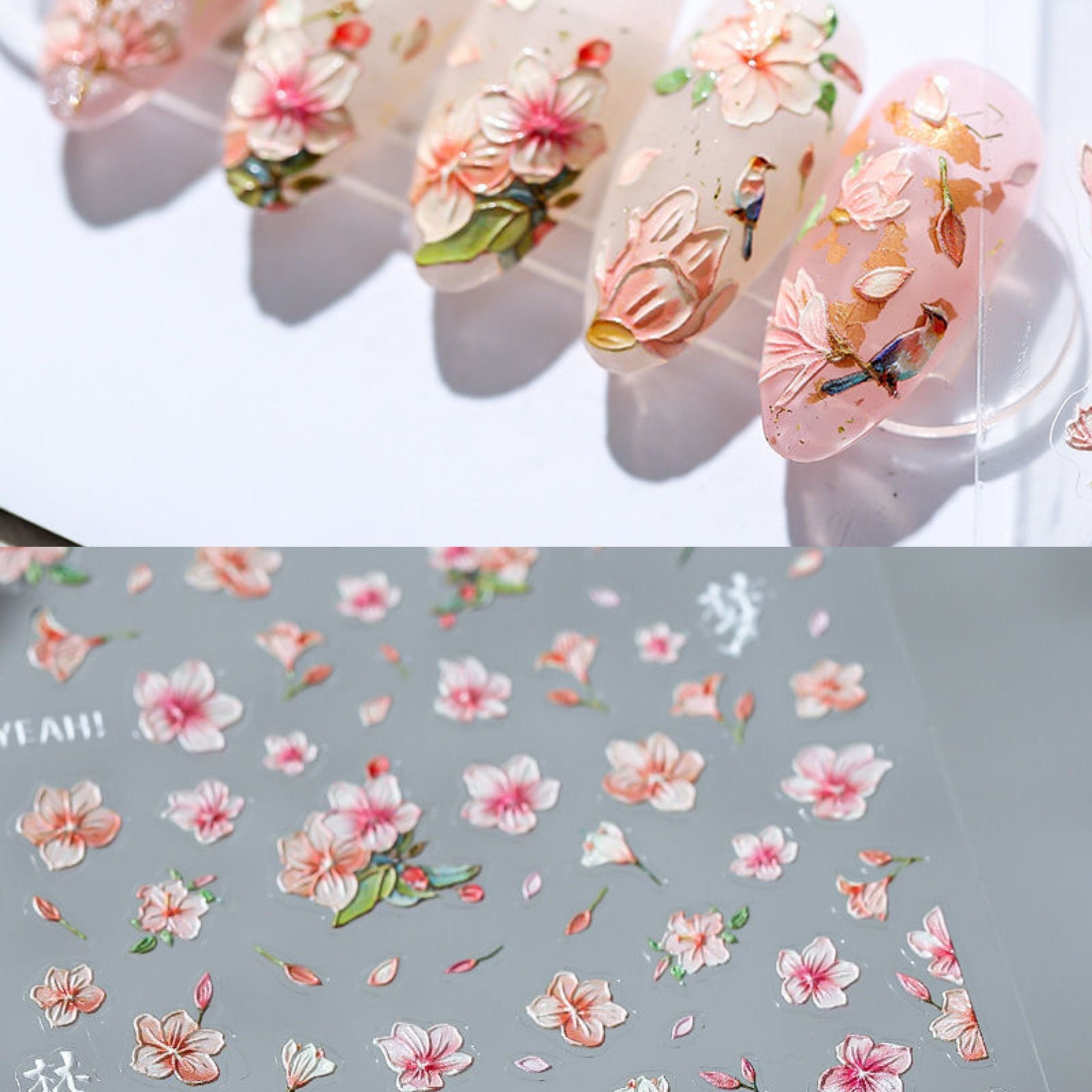 3D Floral Nail Decal/ Pastel Color Six Tik Tok Nail DIY Charm for