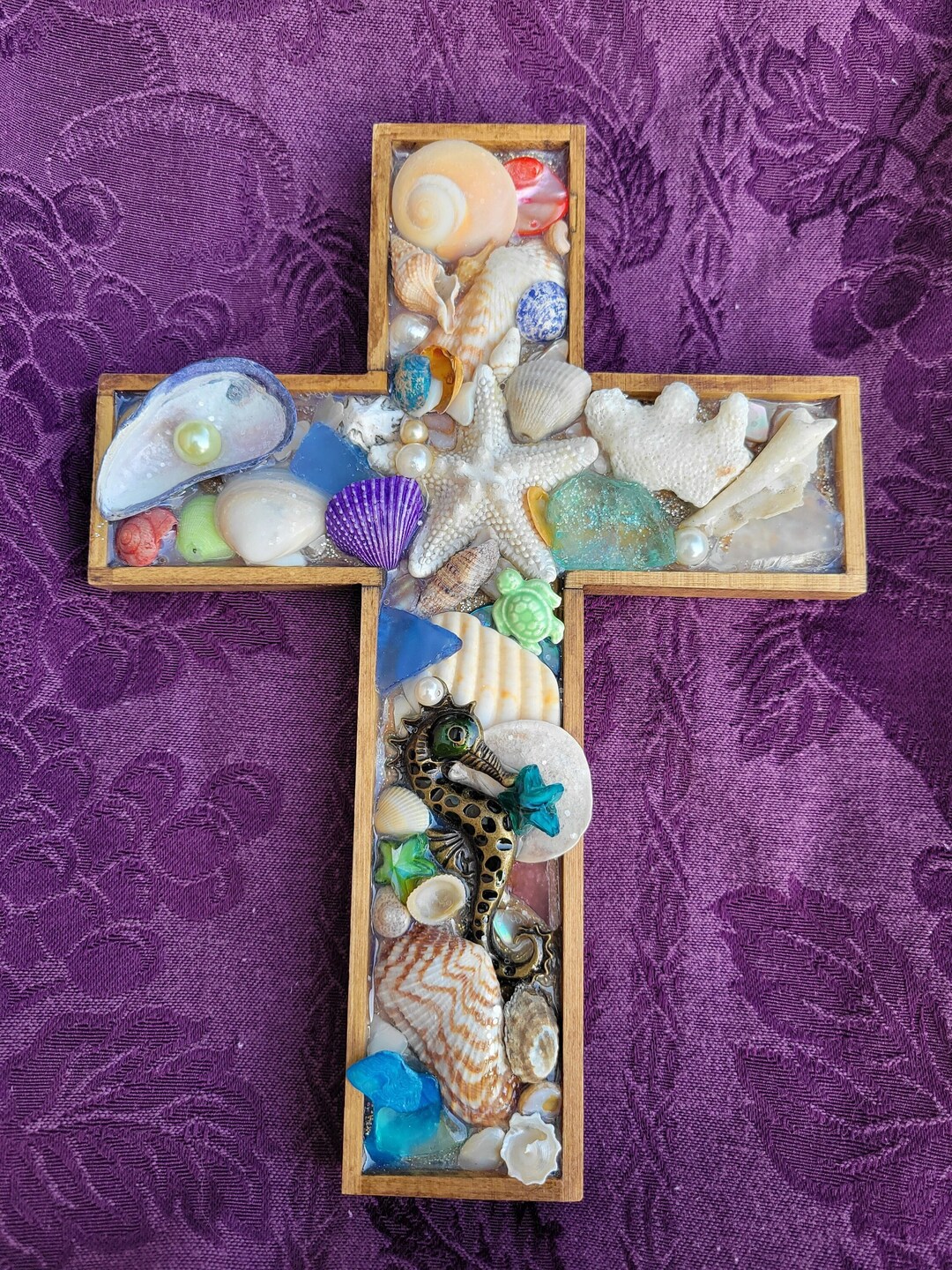 Nautical Decor, Shell Cross, Gift for Her, Gift for Women, Beach Lover