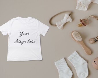 Baby Tshirt Mockup Kids Tshirt Mockup White Tshirt Infant mockup Styled Tshirt JPEG Download