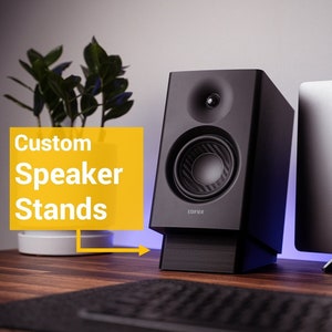 Custom Desktop Speaker Stands [x2] | Bookshelf Wedge Risers | 15 degrees incline | Home Decor | Support | Desk Accessories