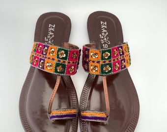 UK Sizes3,4,5,6,7,8 | kollapuri | Summer sandal | Ladies handmade | Juti | Kolapuri | Chappal | Women shoes | Kolhapuri | Flat sandals