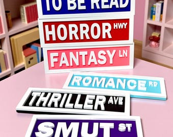 Letreros para amantes de los libros / Letreros para estanterías Booktok / Letreros de género para estanterías / Romance, fantasía, obscenidad, terror, regalo para lectores