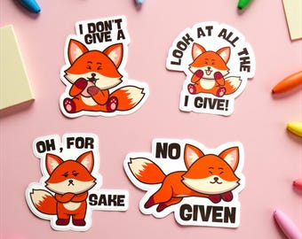 Paquete de pegatinas impermeables de zorros divertidos: calcomanías de animales sarcásticos