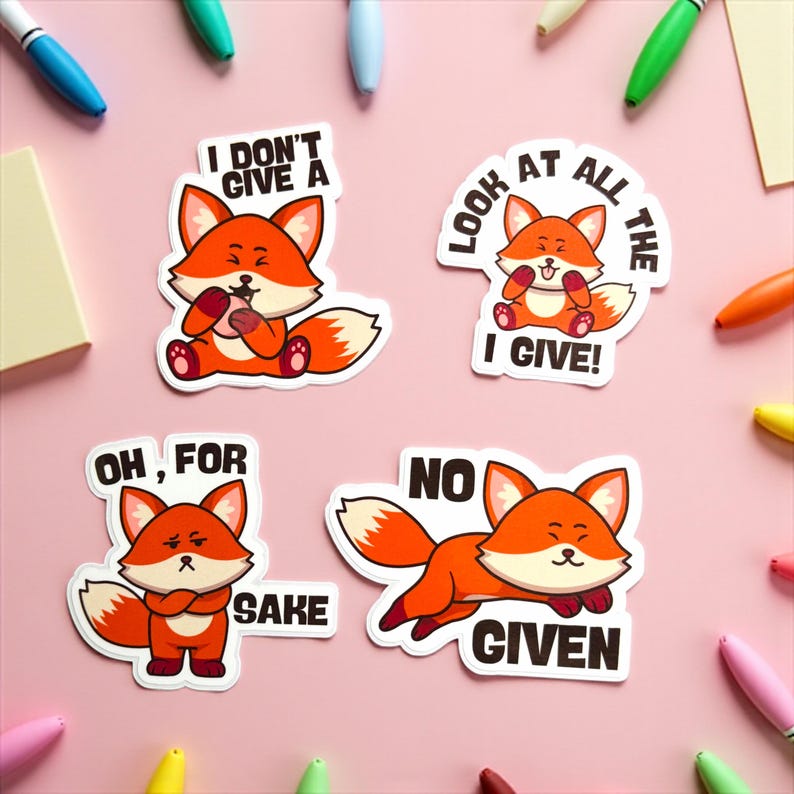 Stupidfox Sticker Funny Fox Waterproof Sticker Pack: Sarcastic Animal Decals - Etsy Australia