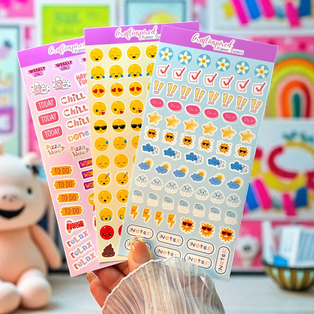 Cute Planner Stickers Kawaii Emoji Stickers Fun Stationery Set for ...