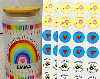 Vaso personalizado de agradecimiento para profesores con pegatinas motivacionales / Regalo de fin de curso / Regalo para el aula