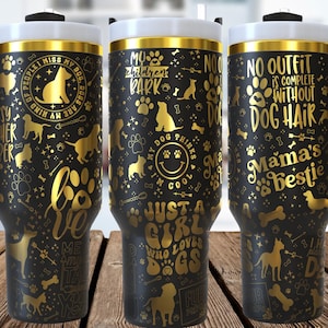 Hond 40 oz gegraveerde beker SVG, DogLover, honden, gravure, lasergegraveerd, digitale download, beker wrap voor laser Roterend patroon voor 40 oz beker