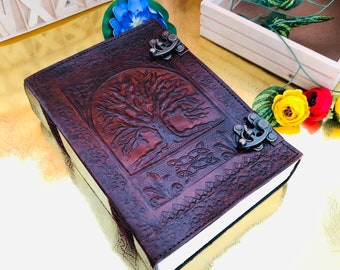 Personalized Leather Journal, Tree Of Life Journal, Grimoire Notebook, Leather Bound Journal, Grimoire Lined/Unlined Handmade Paper Dairy