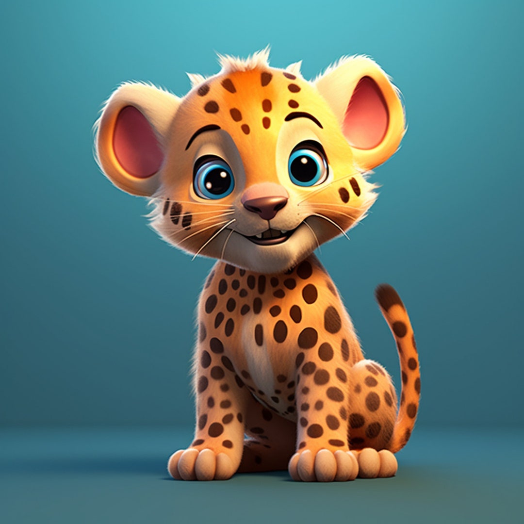 Baby Jaguar Cartoon AI Digital Download Digital Art Animal Digital Image - Etsy