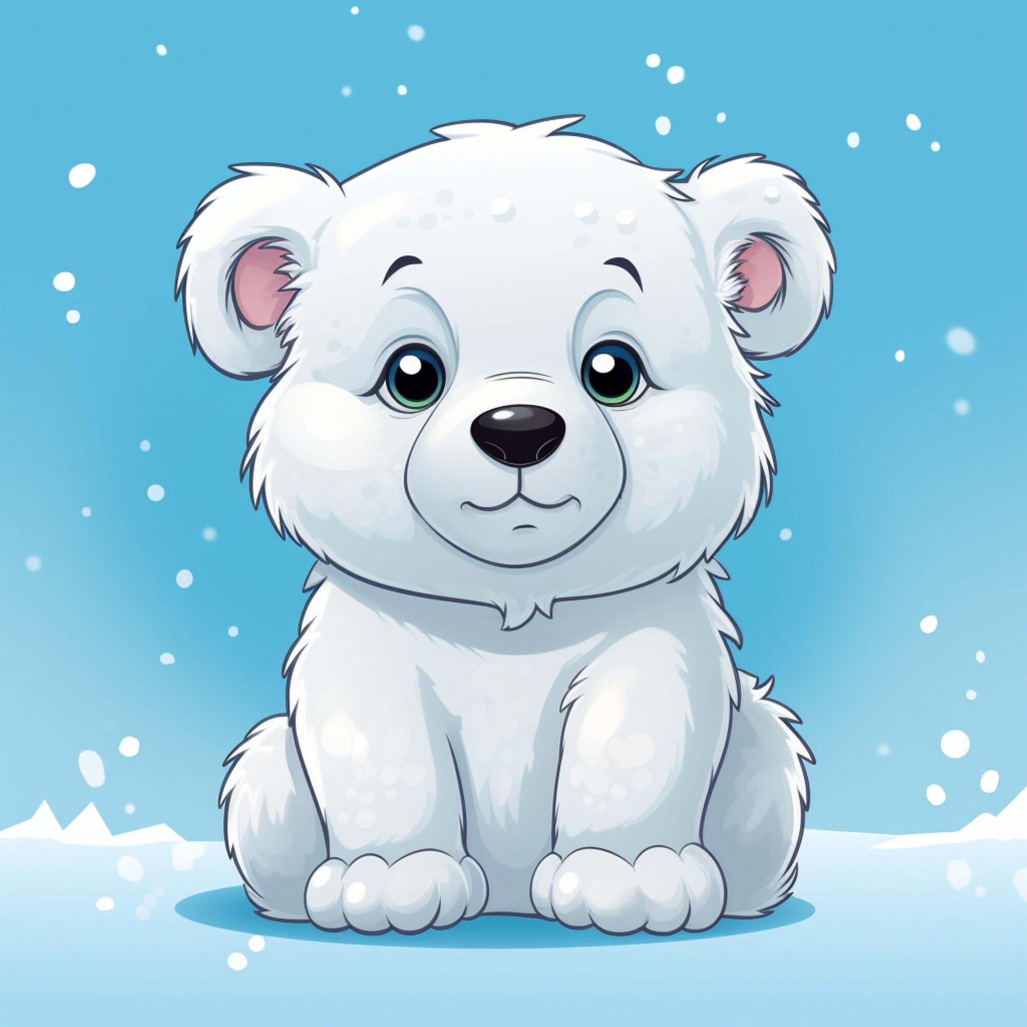 Baby Polar Bear Cartoon AI Digital Download Digital Art Animal Digital