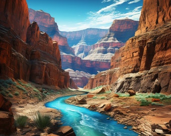Grand Canyon / Download digitale AI / Arte digitale / Immagine digitale / Punto di riferimento