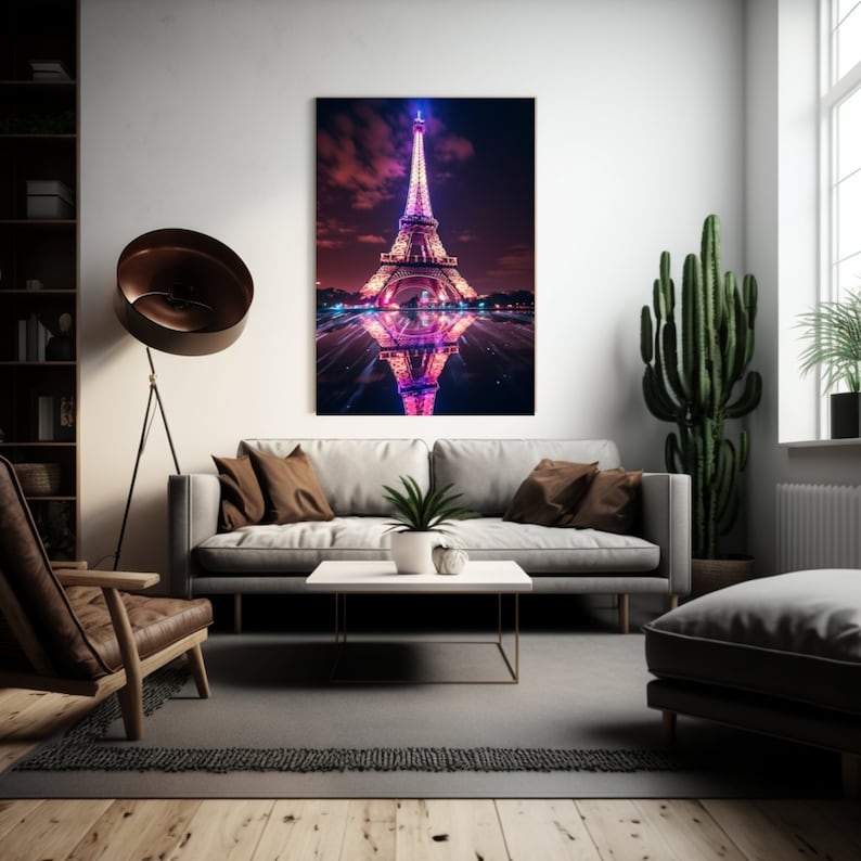 Eiffel Tower Neon AI Digital Download Digital Art Digital Image ...