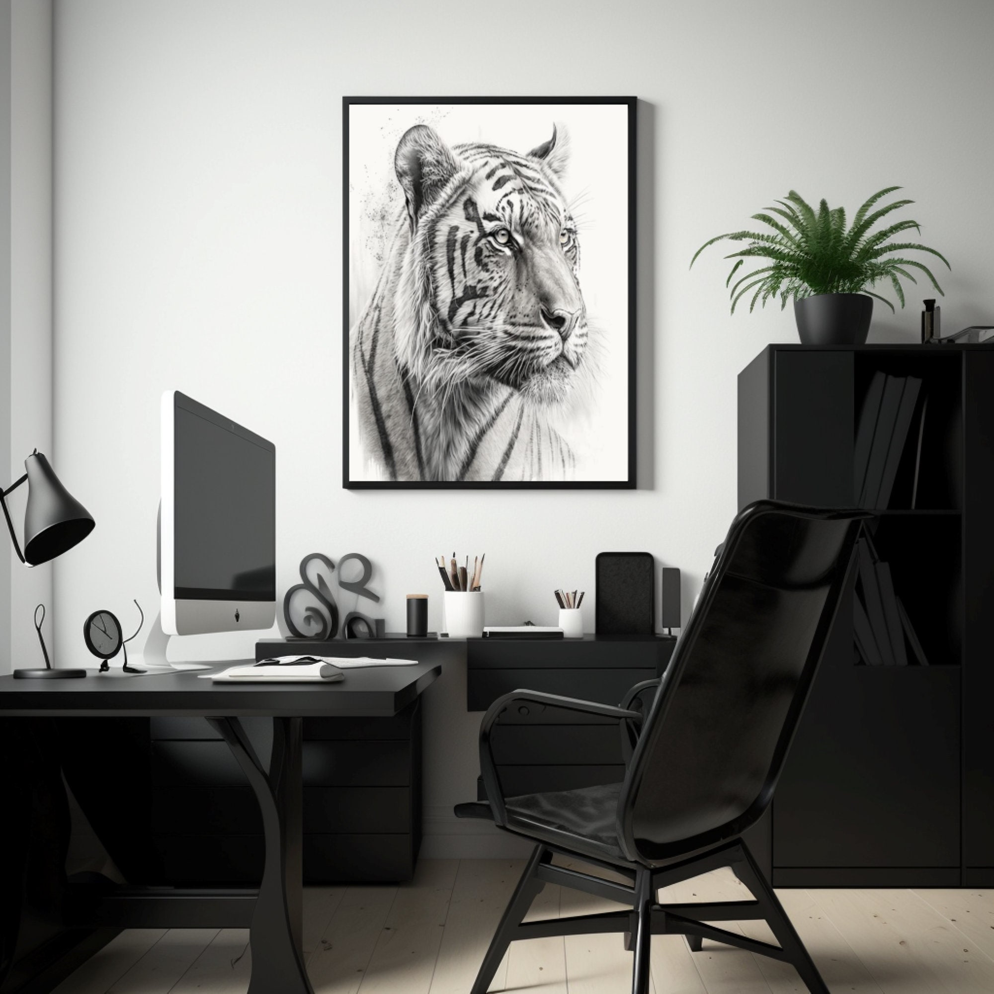 Tiger Pencil Sketch AI Digital Download Digital Art Animal Digital ...