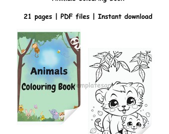20 Printable Animal Coloring Pages | Fun and Relaxing Coloring Sheets for Kids & Adults | Instant Download | Cute Animals Coloring Pages