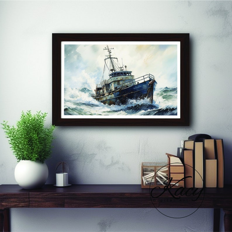 Fishing Boat Art Fishing Boat Wall Art Wall Art Deco Etsy