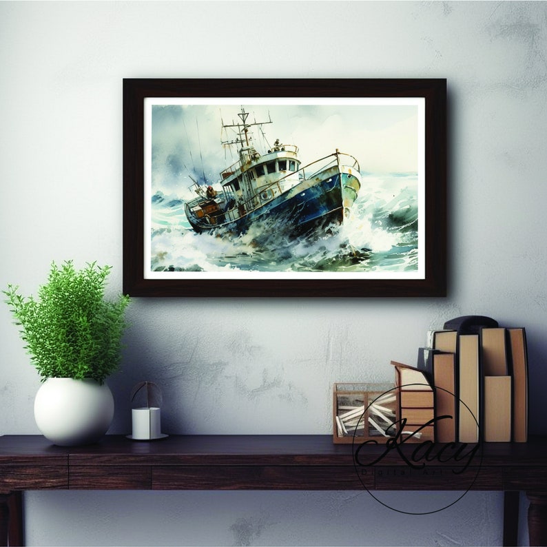 Fishing Boat Art Fishing Boat Wall Art Wall Art Deco Wall Art Print