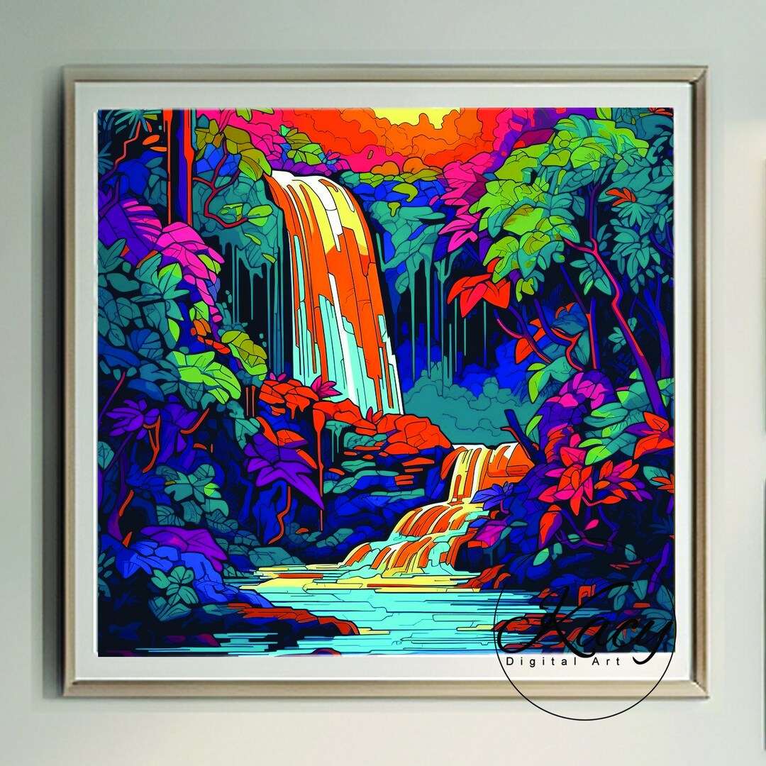 Waterfall Pop Art Pop Art Deco Waterfall Wall Art Etsy