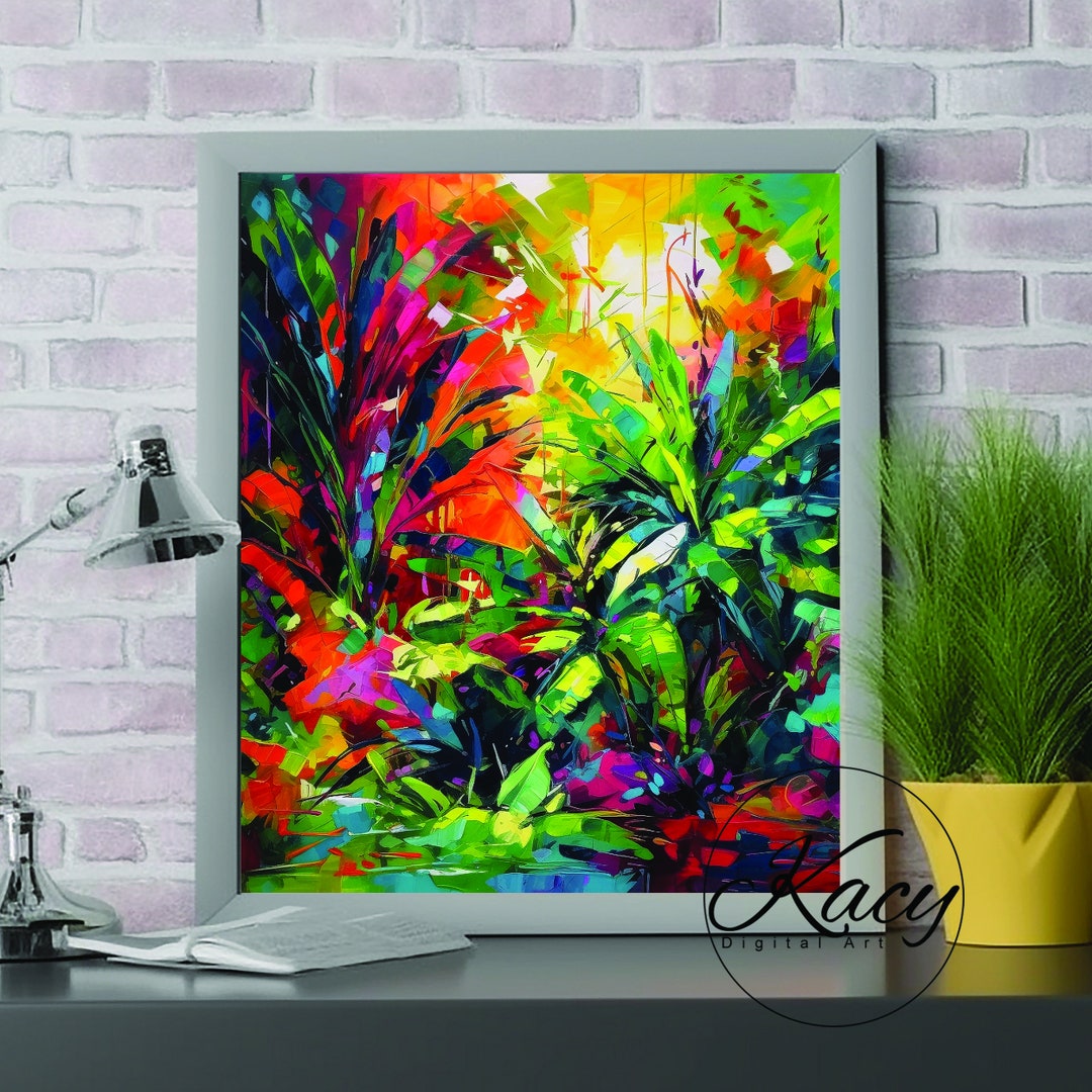 Foliage Modern Art Nature Art Deco Foliage Wall Art Digital Wall Art Decor Printable Oil