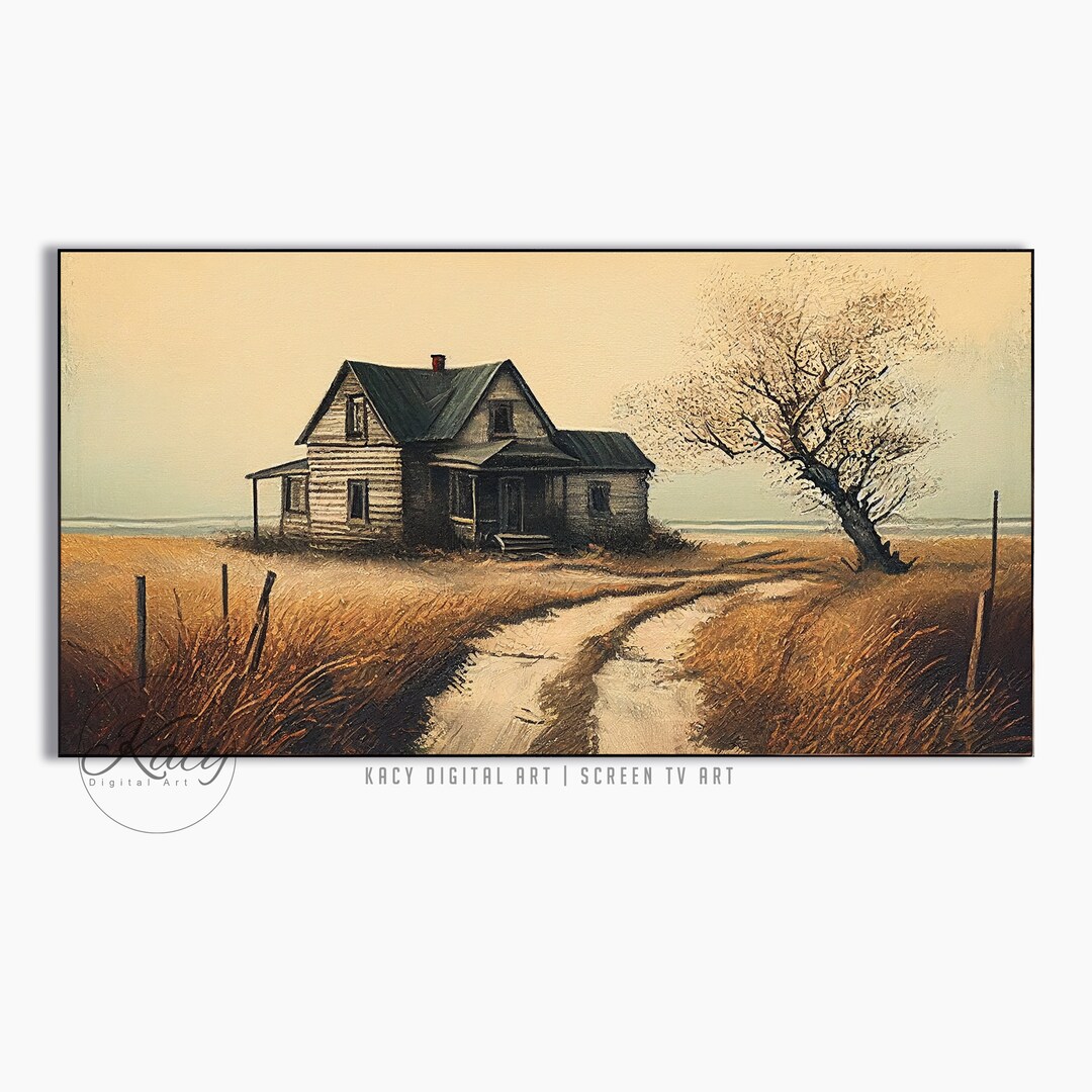 TV Screen Art Old Farmhouse Art Wall Art Old Farmhouse Tv Art Decor Oil Painting DOWNLOAD ONLY