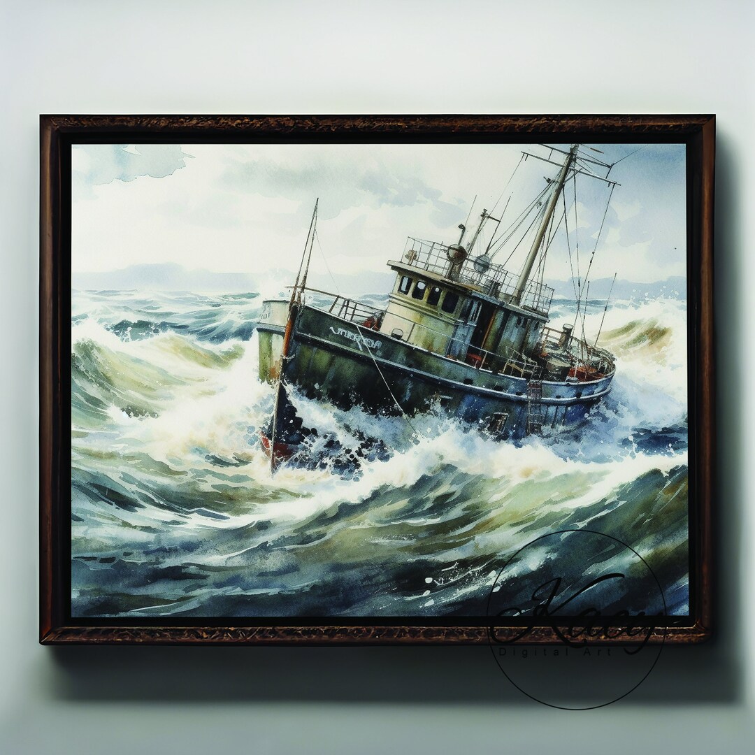 Fishing Boat Art Fishing Boat Wall Art Wall Art Deco Etsy