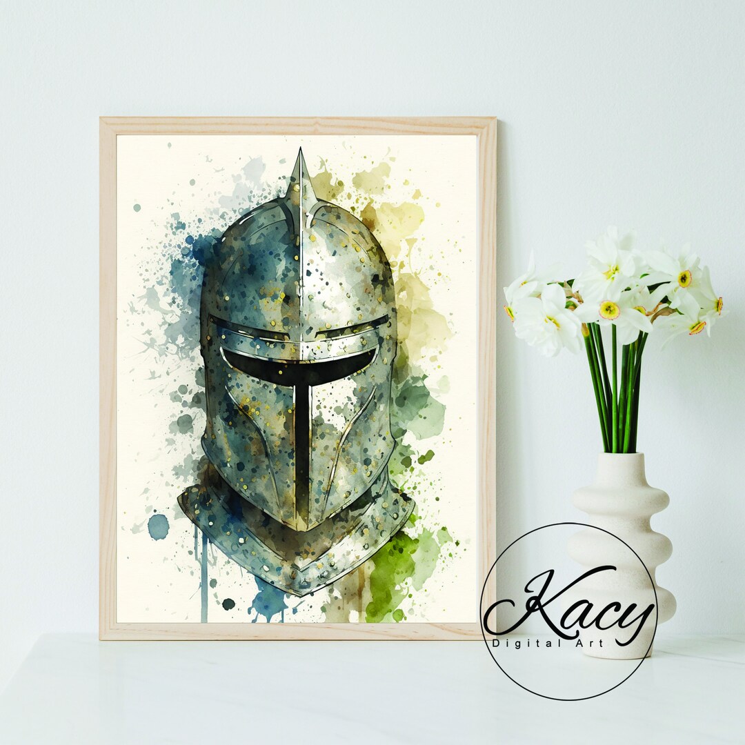 Medieval Helmet Art Medieval Helmet Wall Art Wall Art Deco Wall Art
