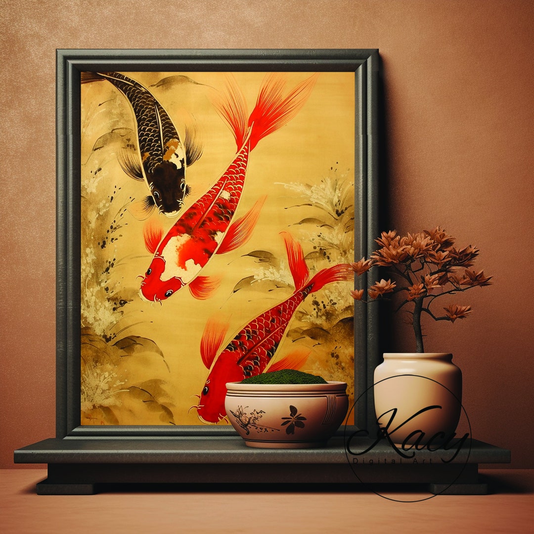 Koi Fish Art Koi Fish Wall Art Wall Art Deco Wall Art Print Deco