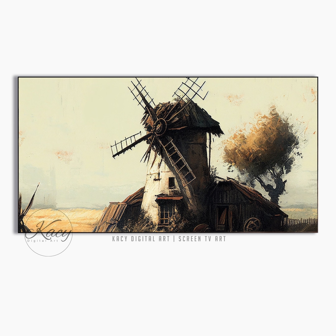 TV Screen Art Windmill Art Wall Art Windmill Tv Art Decor DOWNLOAD ONLY Etsy