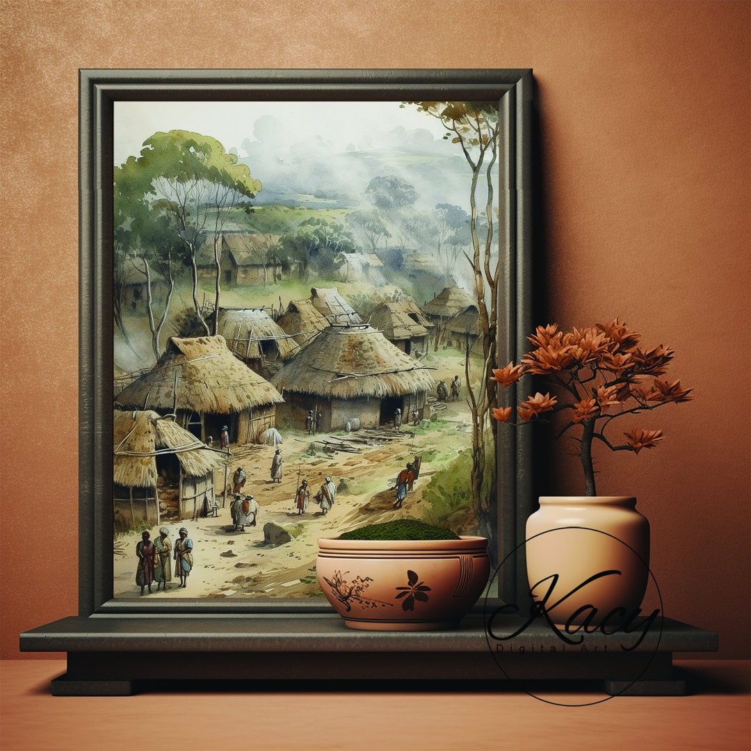 Ethiopian Village Art Ethiopia Art Ethiopian Wall Art Deco Etsy