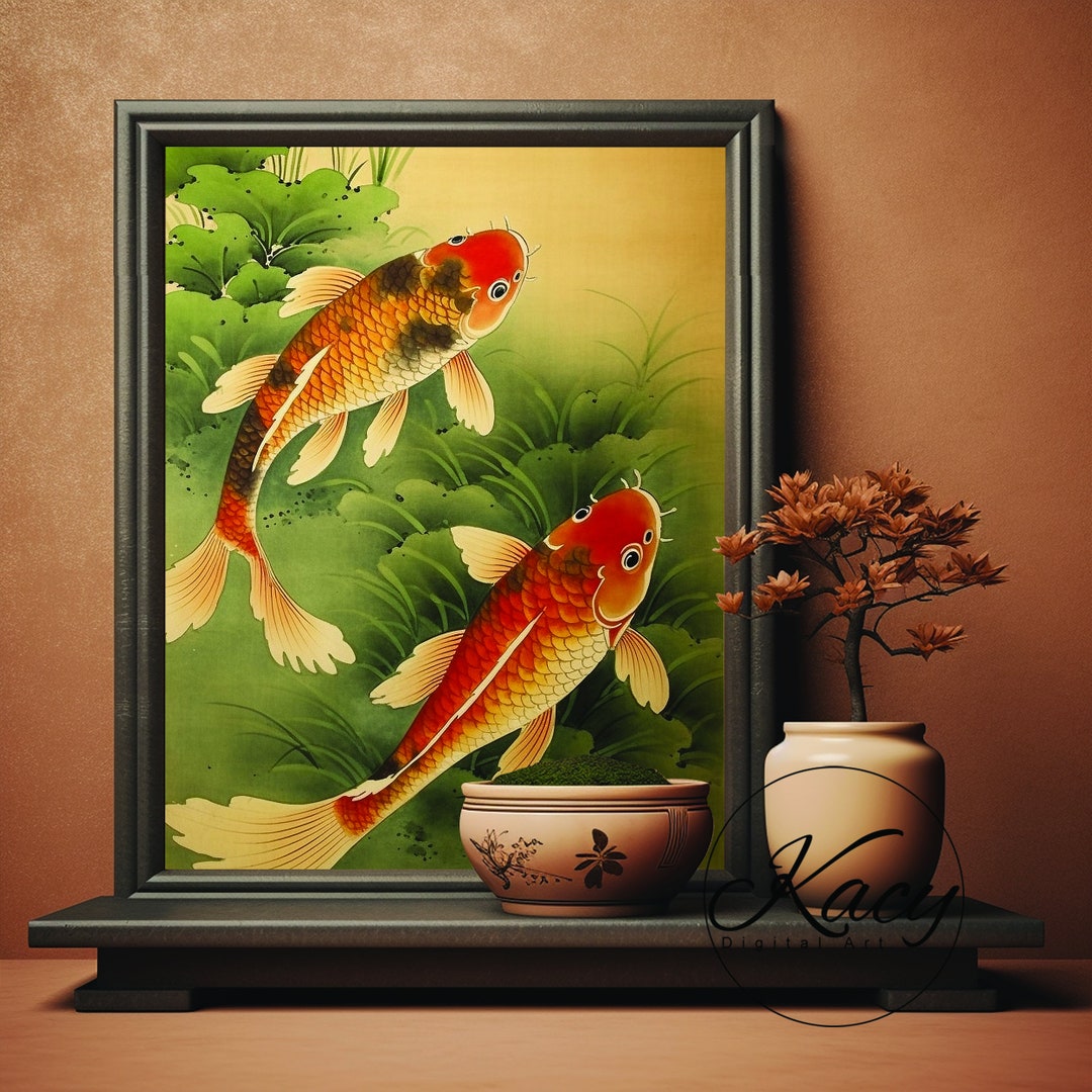 Koi Fish Art Koi Fish Wall Art Wall Art Deco Wall Art Print Deco