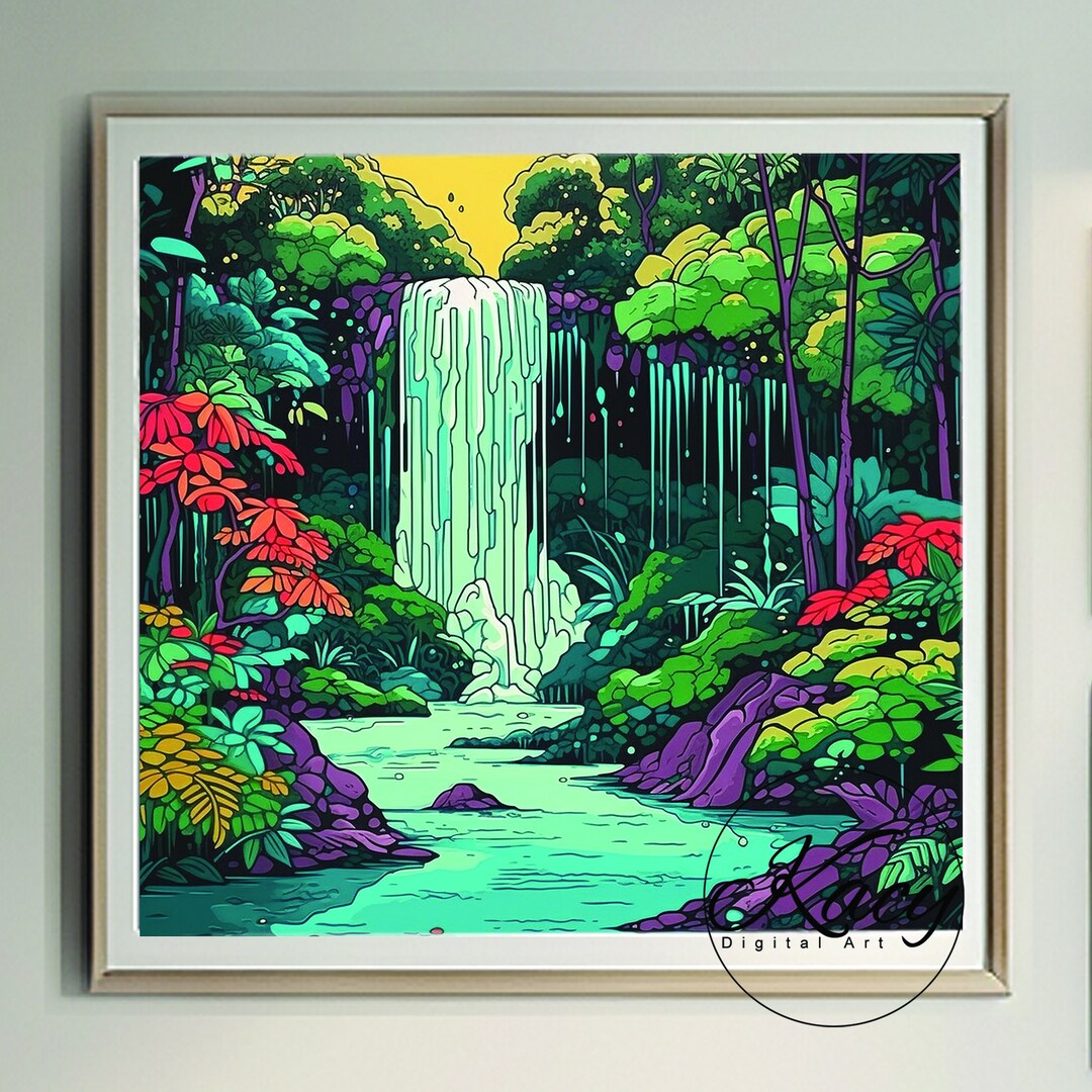 Waterfall Pop Art Pop Art Deco Waterfall Wall Art Etsy
