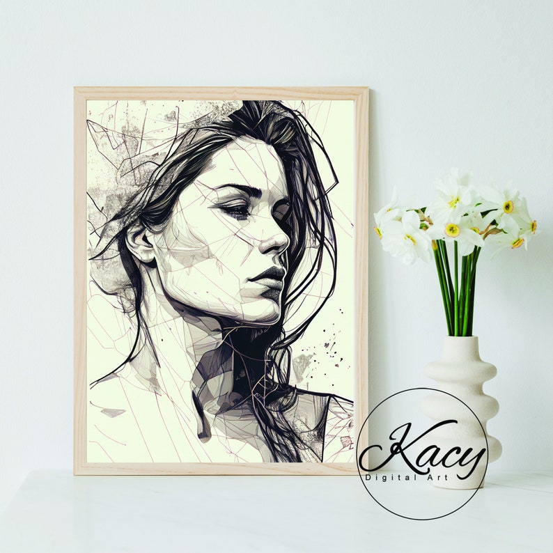 Woman Line Art Woman Wall Art Wall Art Deco Wall Art Print Deco