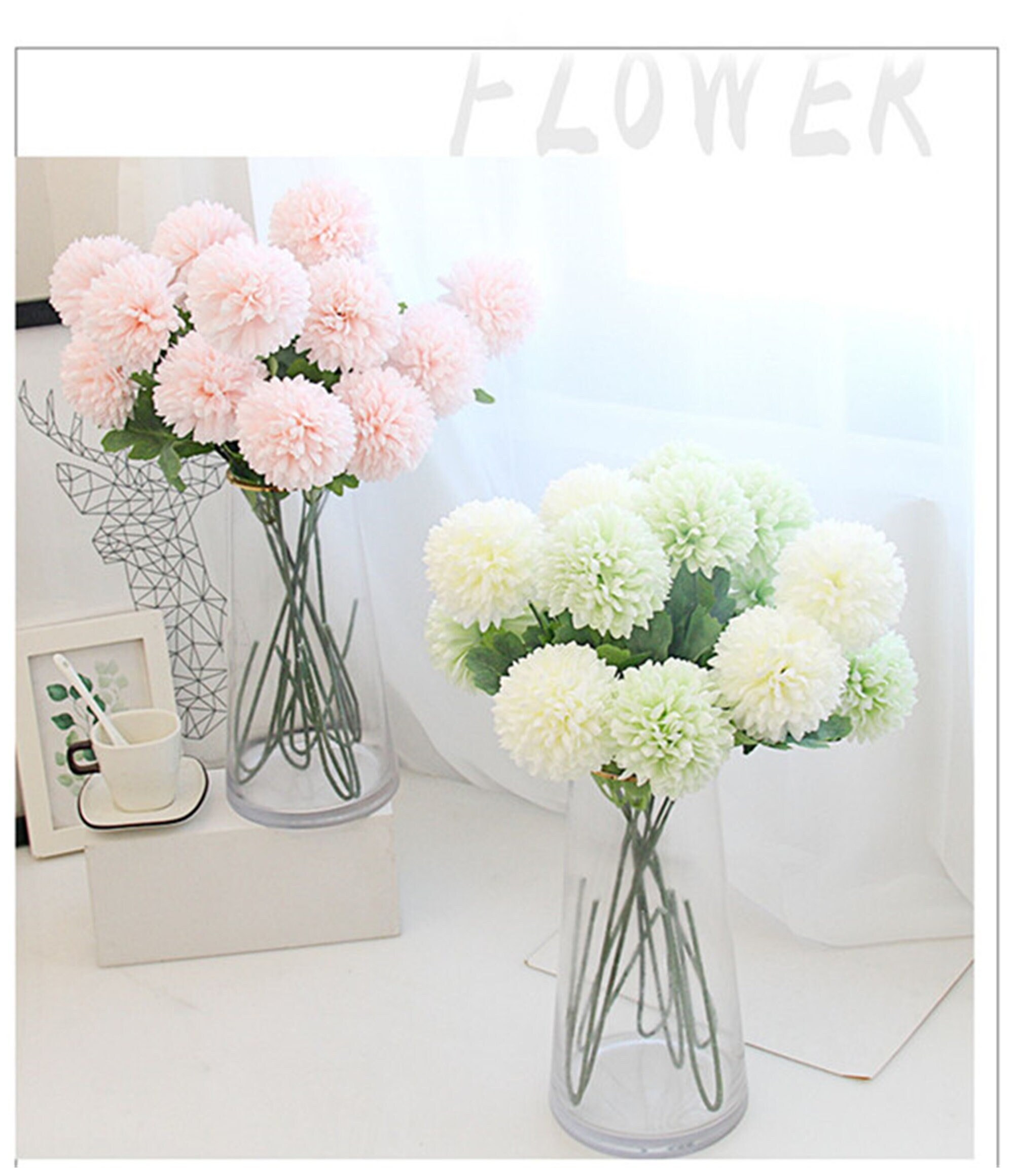 5 Heads Artificial Dandelion Faux Flower Fake Flower Home Etsy