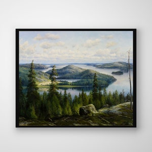 A Summer&#39;s Day on Lake Pijä,änne 1902: Vintage Printable Wall Art